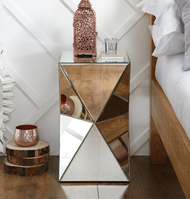 Wood and deals mirrored bedside table