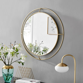 Furniturebox Evie Small 66cm Gold Metal Frame Maritime Porthole Round Hallway Bedroom Dining And Living Room Wall Mirror