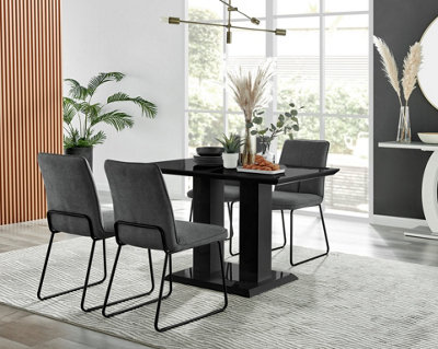 Black high gloss dining table and store 4 chairs