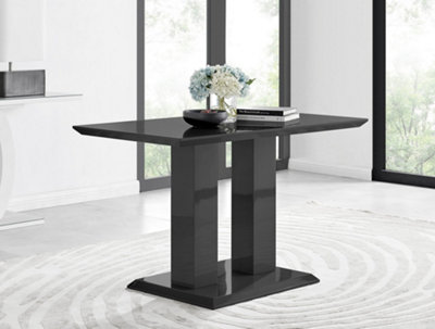 Furniturebox Imperia 4 Modern Black High Gloss Dining Table & 4 Green Calla Silver Leg Chairs