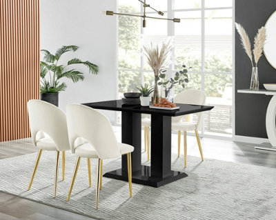 Cream and black dining table hot sale