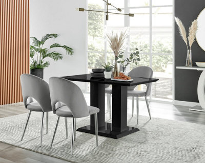 Black high gloss dining deals table and 4 chairs