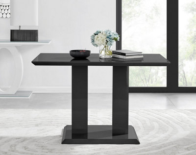 Furniturebox Imperia 4 Modern Black High Gloss Dining Table and 4 White Milan Black Leg Chairs