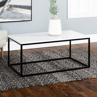 White and black store marble coffee table