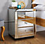 Furniturebox Italian Inspired Contemporary Mirrored 3 Drawer Rectangular Bedside Table with Crystaline Shaped Handles