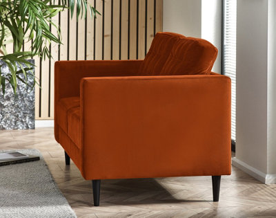 Burnt orange deals velvet sofa