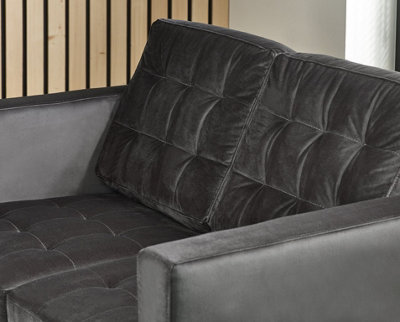 Furniturebox Jenna 2 Seater Dark Grey Velvet Sofa With Solid Wood Frame