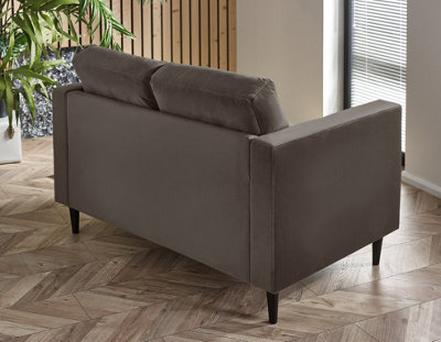 Furniturebox Jenna 2 Seater Mink Grey Velvet Sofa With Solid Wood Frame