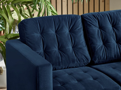 Furniturebox Jenna 2 Seater Navy Blue Velvet Sofa With Solid Wood Frame