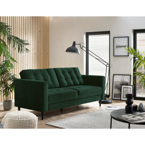 Furniturebox Jenna 3 Seater Emerald Green Velvet Sofa With Solid Wood Frame