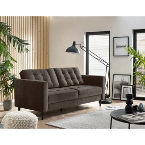 Furniturebox Jenna 3 Seater Mink Grey Velvet Sofa With Solid Wood Frame