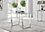 Furniturebox Kylo 120cm 4-6 Seater White Marble Effect Dining Table With Chrome U Shaped Legs