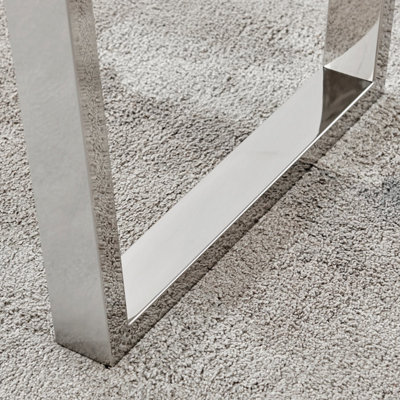 Furniturebox Kylo 120cm 4-6 Seater White Marble Effect Dining Table With Chrome U Shaped Legs