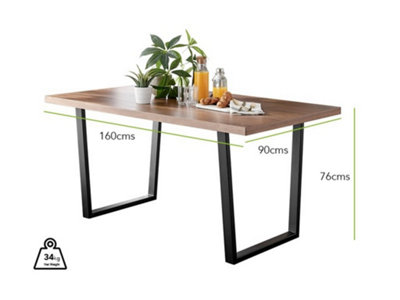 Furniturebox Kylo Brown Rectangular Wood Effect Dining Table & 6 Cream Velvet Pesaro Black Leg Chairs