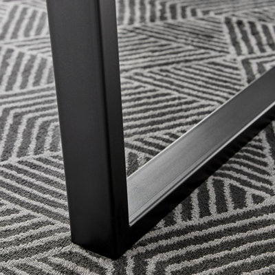 Furniturebox Kylo Brown Rectangular Wood Effect Dining Table & 6 Grey Velvet Belgravia Black Leg Chairs