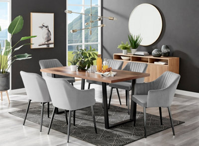 Brown table on sale grey chairs