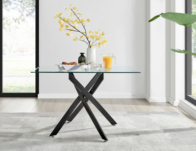 Small black best sale glass dining table