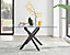 Furniturebox Leonardo 6 Seater Rectangular Glass Dining Table with Black Metal Angled Starburst Legs for Modern Dining Room