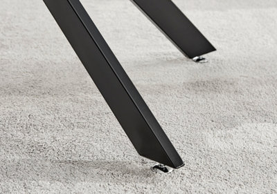 Furniturebox Leonardo 6 Seater Rectangular Glass Dining Table with Black Metal Angled Starburst Legs for Modern Dining Room