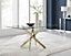 Furniturebox Leonardo 6 Seater Rectangular Glass Dining Table with Gold Chrome Metal Angled Starburst Legs for Modern Dining Rooms