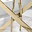 Furniturebox Leonardo 6 Seater Rectangular Glass Dining Table with Gold Chrome Metal Angled Starburst Legs for Modern Dining Rooms