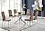 Furniturebox Leonardo 6 Seater Rectangular Glass Dining Table with Silver Metal Leg & 6 Beige Milan Faux Leather Silver Leg Chairs