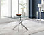 Furniturebox Leonardo 6 Seater Rectangular Glass Dining Table with Silver Metal Leg & 6 Black Milan Faux Leather Silver Leg Chairs