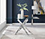 Furniturebox Leonardo 6 Seater Rectangular Glass Dining Table with Silver Metal Leg & 6 White Milan Faux Leather Silver Leg Chairs