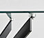 Furniturebox Leonardo 6 Seater Rectangular Glass Dining Table with Silver Metal Legs & 6 Grey Milan Faux Leather Black Leg Chairs