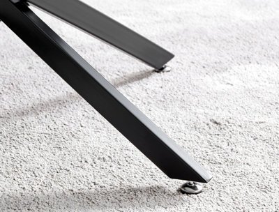 Furniturebox Leonardo Rectangular Glass Coffee Table with Black Metal Angled Starburst Legs for Modern Industrial Living Room
