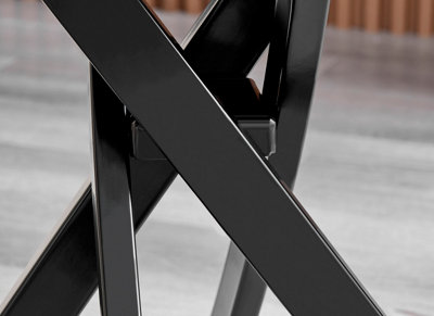 Furniturebox Leonardo Square Glass Side End Bedside Table with Black Metal Starburst Legs for Modern Industrial Living Rooms
