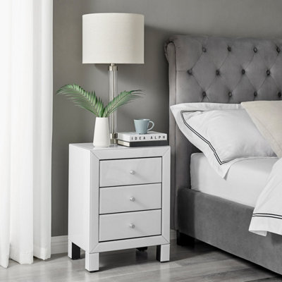 Grey and deals mirrored bedside table