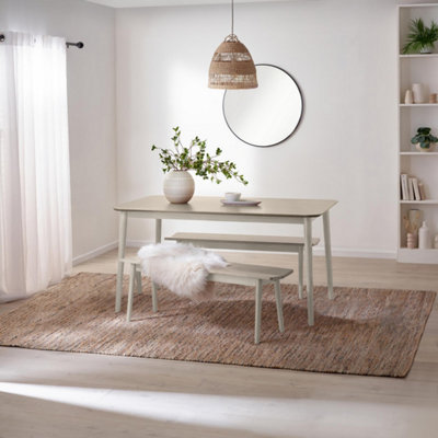 Furniturebox Lynton Rectangular White & Grey Wood 6 Seater Dining Table ...