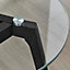 Furniturebox Malmo Black Painted Beech Wood Scandi Inspired Side Table Small 40cm With Round Clear Glass Top and Black Wooden Legs