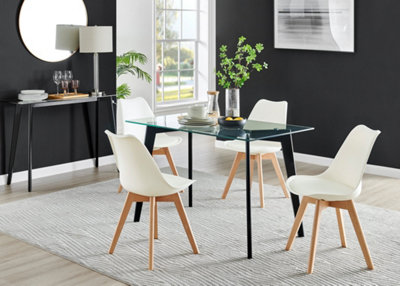 Furniturebox Malmo Glass and Black Wooden Leg Dining Table 4