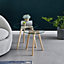 Furniturebox Malmo Natural Beech Wood and Tempered Glass Round Nested Side Table Set