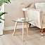 Furniturebox Malmo Natural Beech Wood and Tempered Glass Round Nested Side Table Set