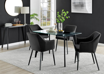Furniturebox Malmo Scandi Inspired Rectangular Glass & Black Wood