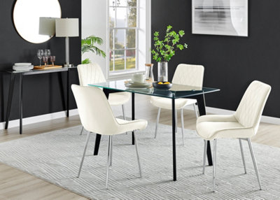 Furniturebox Malmo Scandi Inspired Rectangular Glass & Black Wood ...