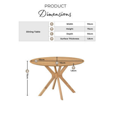 Furniturebox Mette Round Oak Veneer Wood 4 - 6 Seater Dining Table ...