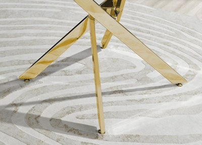 Furniturebox Novara 120cm 4-6 Seater White High Gloss Round Wooden Dining Table with Gold Chrome Legs