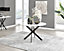 Furniturebox Novara 120cm 4-6 Seater White High Gloss Round Wooden Dining Table with Matte Black Legs