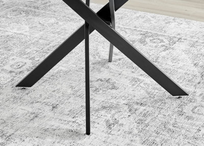 Furniturebox Novara 120cm 4-6 Seater White High Gloss Round Wooden Dining Table with Matte Black Legs