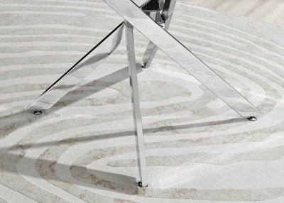 Furniturebox Novara 120cm 4-6 Seater White High Gloss Round Wooden Dining Table with Silver Chrome Legs