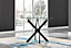 Furniturebox Novara Clear Tempered Glass 100cm Round Dining Table with Black Starburst Legs & 4 Green Pesaro Soft Velvet Chairs