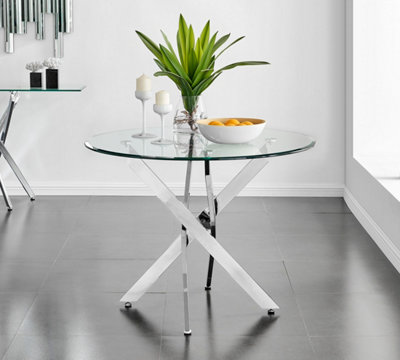 Furniturebox Novara Clear Tempered Glass 100cm Round Dining Table