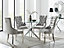 Furniturebox Novara Clear Tempered Glass 100cm Round Dining Table with Chrome Starburst Legs & 4 Grey Belgravia Velvet Chairs