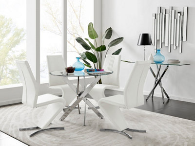 Novara chrome round on sale glass dining table