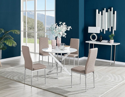 100cm round glass discount dining table and chairs