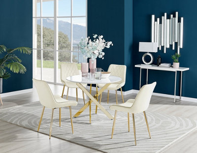 High gloss 2024 cream dining table